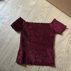 light before dark velvet off the shoulder top